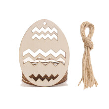 (I) Easter Bunny Egg Wood Chip Decorative Pendants, 10pcs, Openwork Carved, 8cm, for Home Party DIY Handmade Crafts, for Easter and Valentine's Day