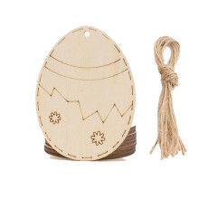 (F) Easter Bunny Egg Wood Chip Decorative Pendants, 10pcs, Openwork Carved, 8cm, for Home Party DIY Handmade Crafts, for Easter and Valentine's Day