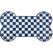 (Royal Check) Pup & Cat Placemat, Courtly Check Black-and-White Pet Bowl Mat for Dog and Cat