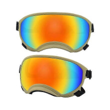(Khaki and color, M) Okulary przeciwsłoneczne dla psów szczeniąt i dużych ras z filtrem UV i odpornością na uderzenia, regulowane, elastyczne.
