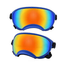(Blue and color, L) Okulary przeciwsłoneczne dla psów szczeniąt i dużych ras z filtrem UV i odpornością na uderzenia, regulowane, elastyczne.
