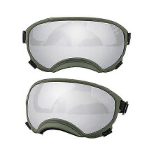 (Green and Silver, L) Dog Goggles for Puppy and Large Breed with Anti UV and Impact Resistance Adjustable Elastic Sunglasses
