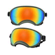 (Green and color, L) Okulary przeciwsłoneczne dla psów szczeniąt i dużych ras z filtrem UV i odpornością na uderzenia, regulowane, elastyczne.