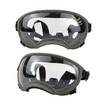 (Green andTransparent, M) Hundebrille für Welpen und große Rassen mit UV- und Stoßschutz, verstellbarem elastischem Sonnenbrillen
