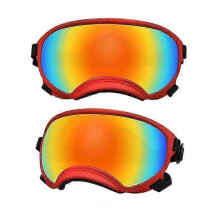 (Red and color, L) Okulary przeciwsłoneczne dla psów szczeniąt i dużych ras z filtrem UV i odpornością na uderzenia, regulowane, elastyczne.