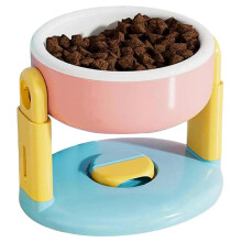 (Pink) Suction Cup Pet Bowl Adjustable Height Liftable Design for Dogs Cats