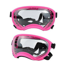 (Pink and Transparent, L) Hundebrille für Welpen und große Rassen mit UV- und Stoßschutz, verstellbarem elastischem Sonnenbrillen