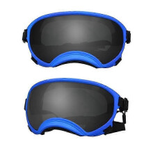 (Blue and black, M) Okulary przeciwsłoneczne dla psów szczeniąt i dużych ras z filtrem UV i odpornością na uderzenia, regulowane, elastyczne.