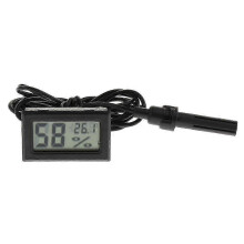 (Black with Probe) Termômetro Higrômetro para Répteis com Sensor LCD e Cabo de 6m para Terrário Aquário
