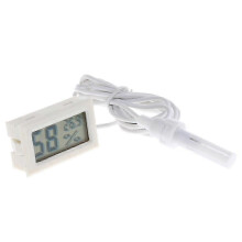 (White with Probe) Termômetro Higrômetro para Répteis com Sensor LCD e Cabo de 6m para Terrário Aquário