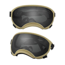 (Khaki and black, M) Okulary przeciwsłoneczne dla psów szczeniąt i dużych ras z filtrem UV i odpornością na uderzenia, regulowane, elastyczne.