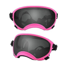 (Pink and black, M) Dog Goggles for Puppy and Large Breed with Anti UV and Impact Resistance Adjustable Elastic Sunglasses