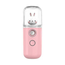 (Pink, Rabbit) Naisten ihon kosteusmittari nanosuihke kasvojen höyrystin USB-ladattava kannettava 30 ml:n kylmäsuihkelaite