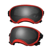 (Red and black, L) Lunettes de soleil pour chiots et chiens de grande race, avec protection UV, résistance aux chocs et élastique réglable.
