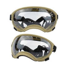 (Khaki andTransparent, M) Hundebrille für Welpen und große Rassen mit UV- und Stoßschutz, verstellbarem elastischem Sonnenbrillen