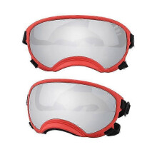 (Red and Silver, L) Lunettes de soleil pour chiots et chiens de grande race, avec protection UV, résistance aux chocs et élastique réglable.
