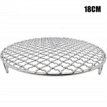 (18CM) Grelha Redonda de Aço Inoxidável para Churrasco 15 18 20 24 29cm