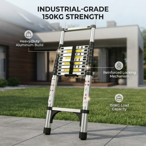 (2.6M 8.5FT) Telescopic & Extendable Heavy Duty Step Ladder 2