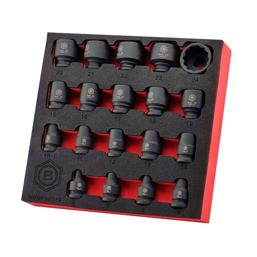 Britool Hallmark 19pc 3/8" 12pt Impact Socket Set