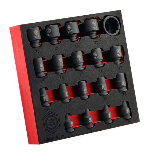 Britool Hallmark 19pc 3/8" 12pt Impact Socket Set 1