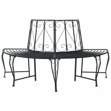 vidaXL Tree Bench 4-Seater 160 x 80 x 89 cm Steel Black Half-round