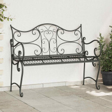 vidaXL Garden Bench 2-Seater 114 x 56.5 x 90 cm Steel Silver Grey