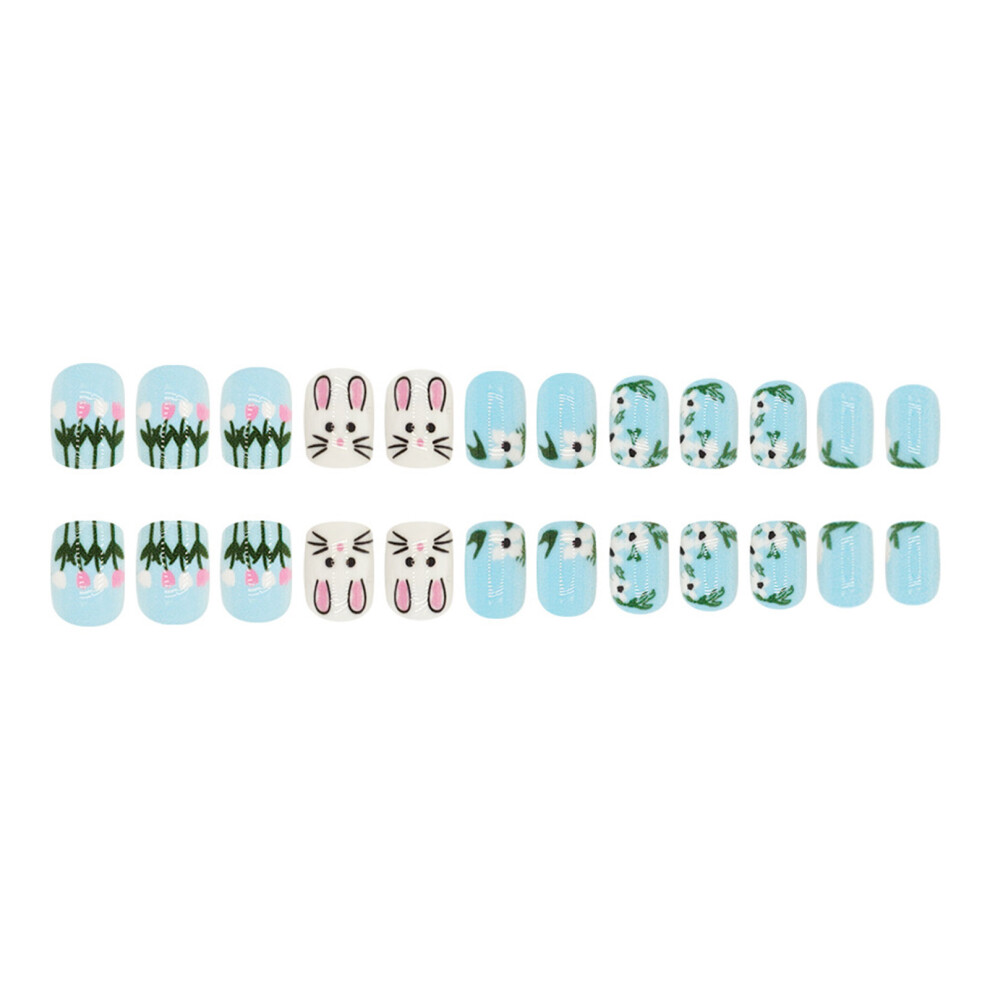 Dcph-Clothing Rabbit Print False Nails - Durable & Stylish