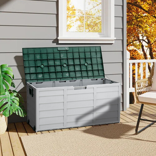 Living And Home 290L Outdoor Storage Deck Box with Wheels 1
