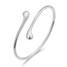 (Silver) Silver-plated water drop bracelet, adjustable personality opening, can be used as an arm ring