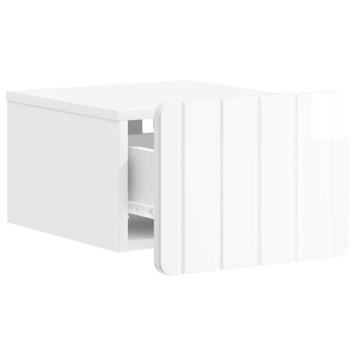 VidaXL vidaXL Wall-Mounted Bedside Cabinet with Drawer 2 pcs High Gloss White 1