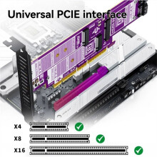 JEYI PCIE 5.0 to M2 NVMe++MSATA Adapter Card Computer Remote Startup Card 128Gbps PCIE 5.0 X4 to M2 NVMe Adapter Card