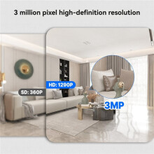 Tuya WiFi 3MP  Camera IR Night Vision Indoor Home Cam Built-in Mic and Speaker CCTV Security with 128G Card