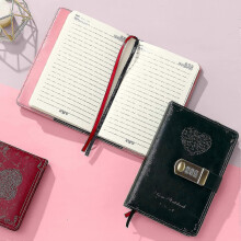 (B6, red) Diary With Lock For Girls - Leather Password Locking Journal Cute Secret Diaries Notebook With Combination Lock For Women Adults B6 stcyv