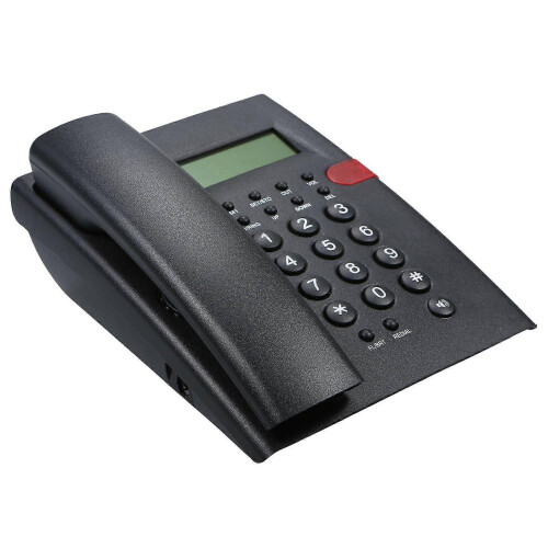 Black Office Corded Phone Caller ID No Battery US Line 1