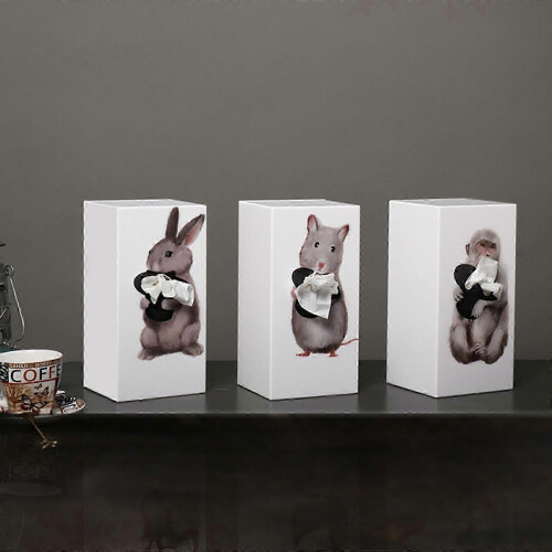 (monkey) Caixa de Tecidos Vertical com Adesivo, Design Padrão Animal para Quarto 1