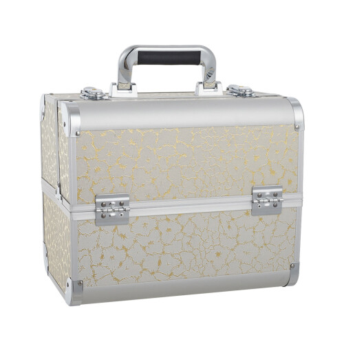 Living And Home Silver Floral PU Portable Mini Makeup Case
