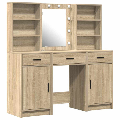 VidaXL vidaXL Dressing Table Set with Drawer 3 pcs Sonoma Oak Engineered Wood 2