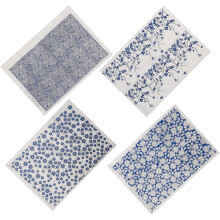 Decals de cerâmica e transferências de vidro para cerâmica acessórios de bricolage 4pcs azul floral argila transferência papel adesivos