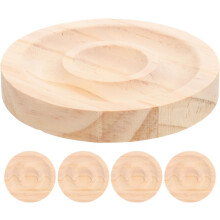 Conjunto de bandeja de exibição de pulseira de perlas de madeira de 5pcs para artesanatos de bricolagem, placas de armazenamento de pulseira redonda