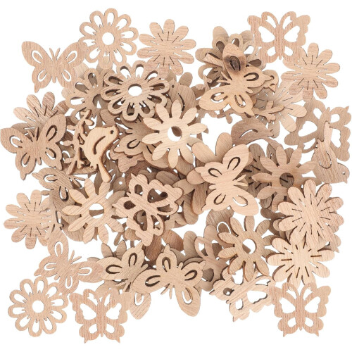 Flor árvore madeira cortes madeira inacabada 50pcs borboleta e decorações