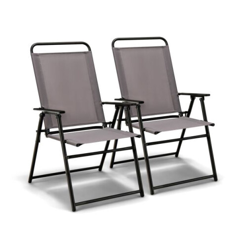 2er-Pack klappbare Outdoor-Sitzstühle mit Armlehnen, Grau 1