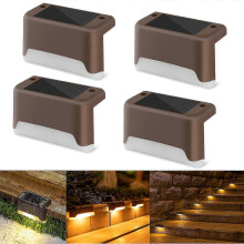 (Brown, Warm Light) Luz Solar de Convés, Branco Quente 3lm, Impermeável para Escadas, Caminhos, Jardim, ABS PVC