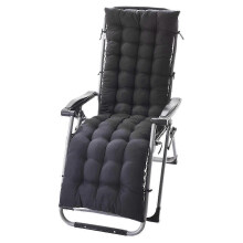 (Black, 175x48x8cm) Almofada para Espreguiçadeira Jardim Exterior 155x48x8cm Poliéster Resistente a Desbotamento com Laços, Cores Múltiplas