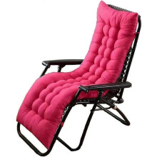 (Hot Pink, 125x48x8cm) Almofada para Espreguiçadeira Jardim Exterior 155x48x8cm Poliéster Resistente a Desbotamento com Laços, Cores Múltiplas