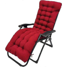 (Wine Red, 175x48x8cm) Almofada para Espreguiçadeira Jardim Exterior 155x48x8cm Poliéster Resistente a Desbotamento com Laços, Cores Múltiplas