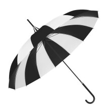 (black and white) Długa rączka parasol pagoda, 16 żeber, czarno-biały wzór w paski, odporny na wiatr, do fotografii, materiał impact cloth