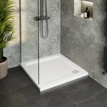 (760 x 760mm) Shower Tray Enclosure Wet Room Slimline Square Tray + Free Waste