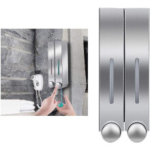 (Sliver) Dispenser sapone liquido a parete, plastica, finestra visibile, con viti per installazione, per bagno ufficio ristorante hotel