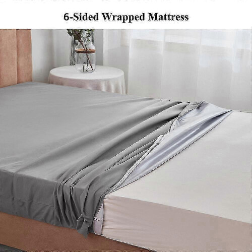 (White, 140cmX200cmX30cm) Capa de Colchão Impermeável Totalmente Encerrada com Zíper para Cama de Casal, 15-17 Polegadas, 300TC 2