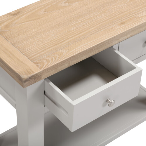 Seconique Windsor 2 Drawer Console Table - Pebble Grey/Oak 1